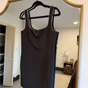 Elegant Black Dress with Bedazzled Trim